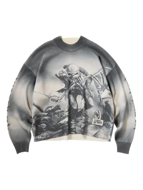 graphic-print crew-neck sweater
