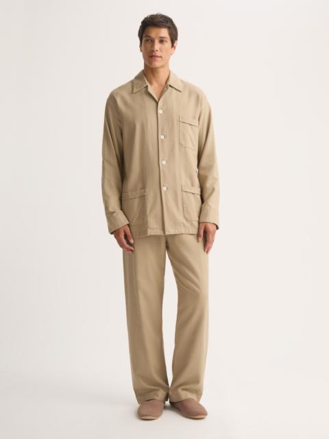 Men's Classic Fit Pajamas Kelburn Brushed Cotton Light Stone Herringbone