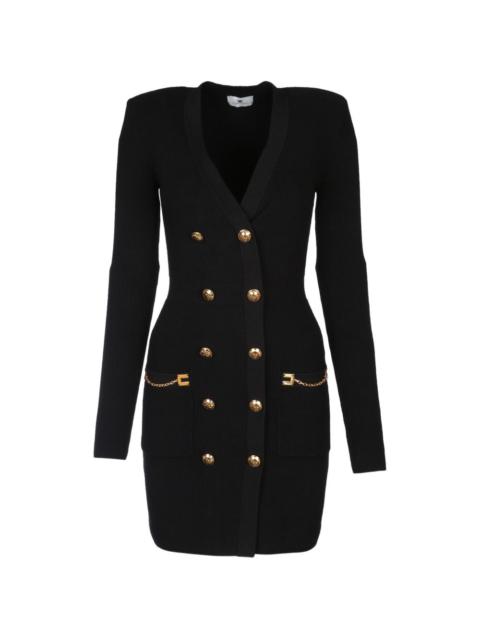 jewel-button chain-detail knitted mini dress