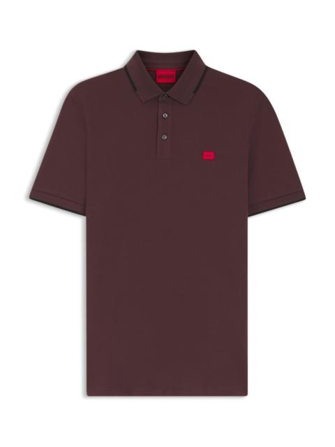 COTTON-PIQUÉ SLIM-FIT POLO SHIRT WITH RED LOGO LABEL