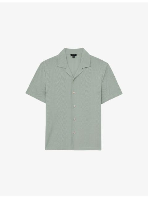 Frederick Cuban-Collar Jacquard  Stretch-Woven Shirt