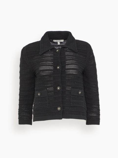 Precise Pointelle Jacket in Pure Black