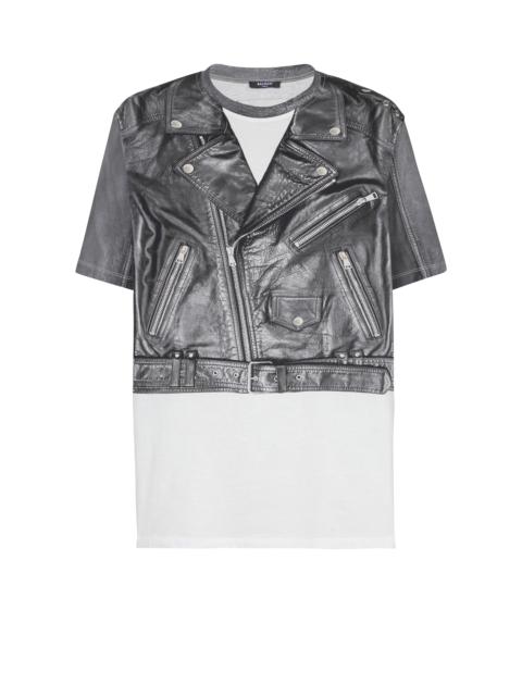 T-shirt with biker jacket print