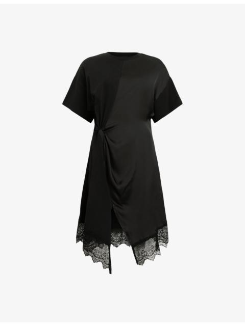 Lana Lace-Embroidered Short-Sleeve Cotton Mini Dress