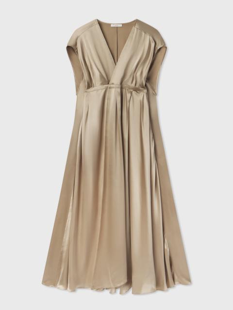 Caped Back Dress in Silk Charmeuse