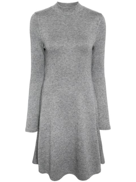 high-neck flared knit dress