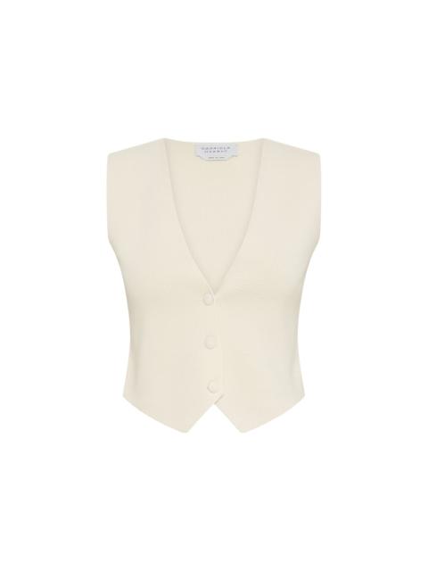 Enso Knit Vest in Off White Merino Wool Cashmere