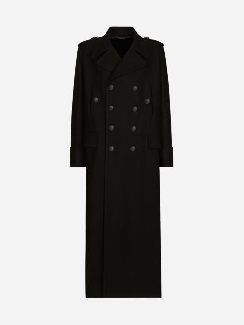 Long wool military-style coat