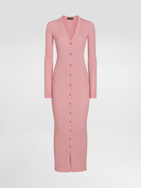 Long ribbed wool cardigan