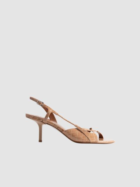Sierra Light Tan Croco Embossed Leather Slingback Sandal