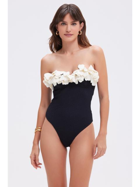 BREEZE JACQUARD FLOWER APPLIQUE ONE PIECE