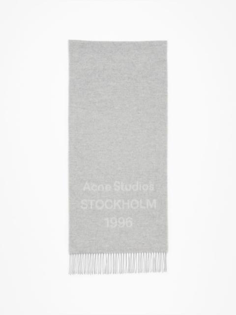 Logo wool scarf - Light Grey Melange / White