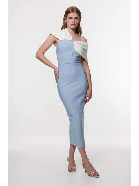 Figure Form Bandage Asymmetric Strap Knit Midi Dress