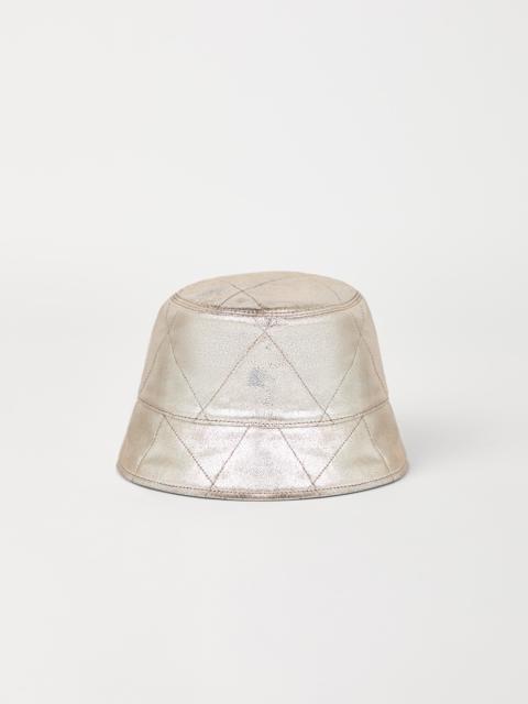 Lamé nappa leather bucket hat