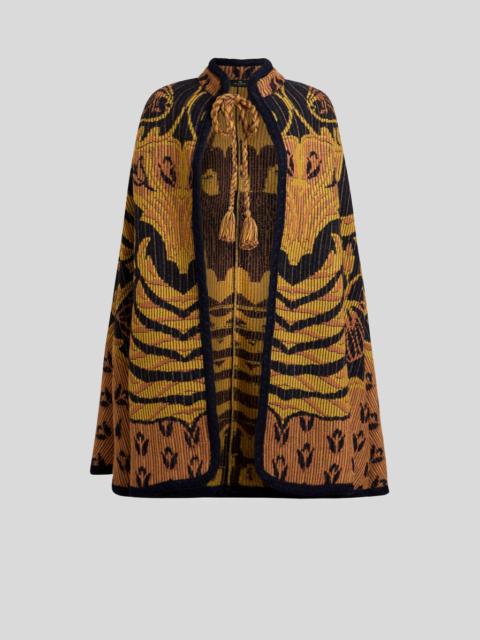 WOOL- AND COTTON-BLEND JACQUARD CAPE
