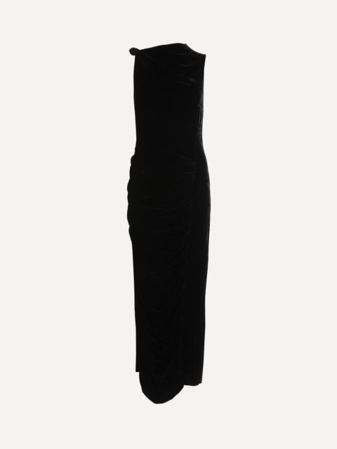Velvet Ruched Midi Dress