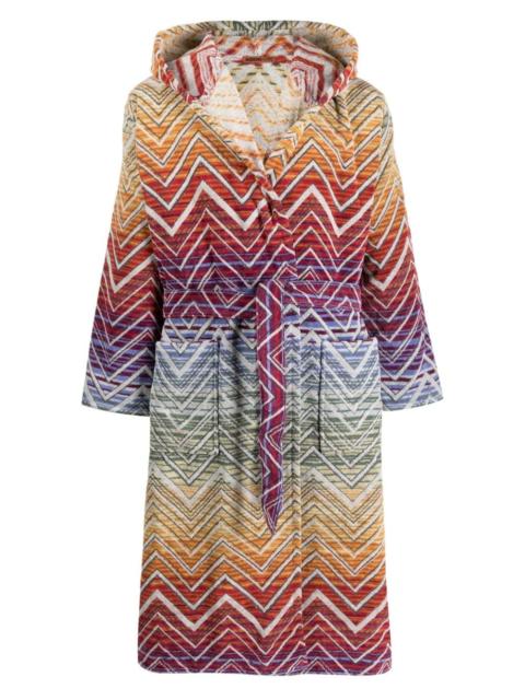 zigzag-print towel robe