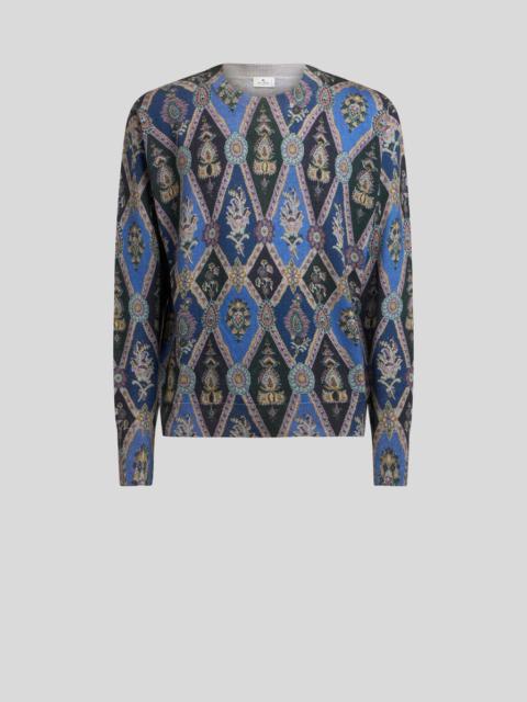 WOOL JACQUARD SWEATER WITH DIAMOND MOTIF