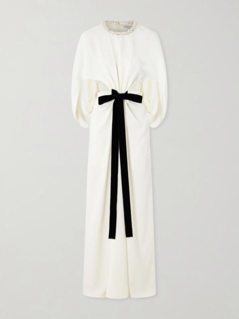 Annette Cape-effect Crystal-embellished Crepe Gown