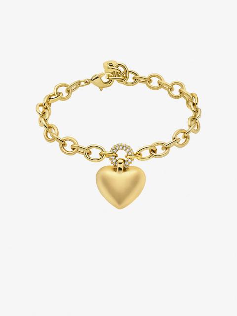Pavé Puffy Heart Pendant Bracelet