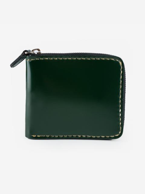 ZIP-SECURED SHELL CORDOVAN WALLET - GREEN