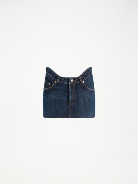 THE CURVED DENIM MINI SKIRT