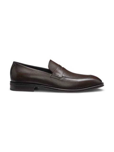 TEXTURED-TONGUE LOAFERS IN LEATHER