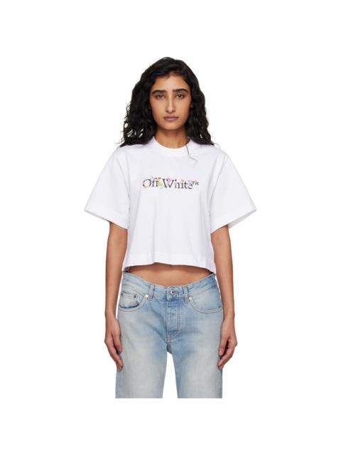 White Bookish Glowing Flower Crop T-shirt