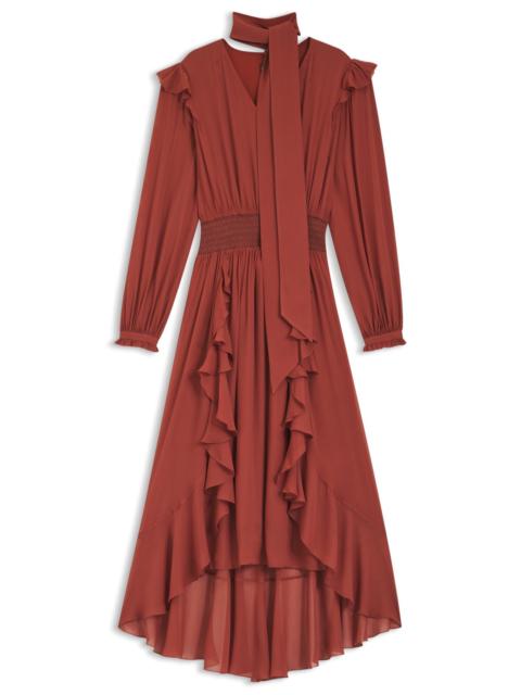 CREPE-GEORGETTE DRESS WITH DETACHABLE SCARF