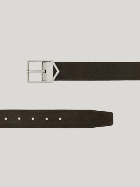 BROWN AND BRIANZA GREEN SUEDE AND NAPPA LEATHER BELT WITH SHINY ARROW BUCKLE