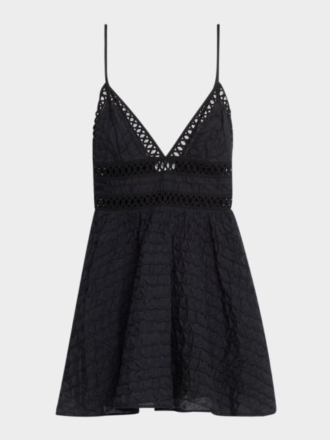 Lavene Embroidered Cotton Voile Mini Dress