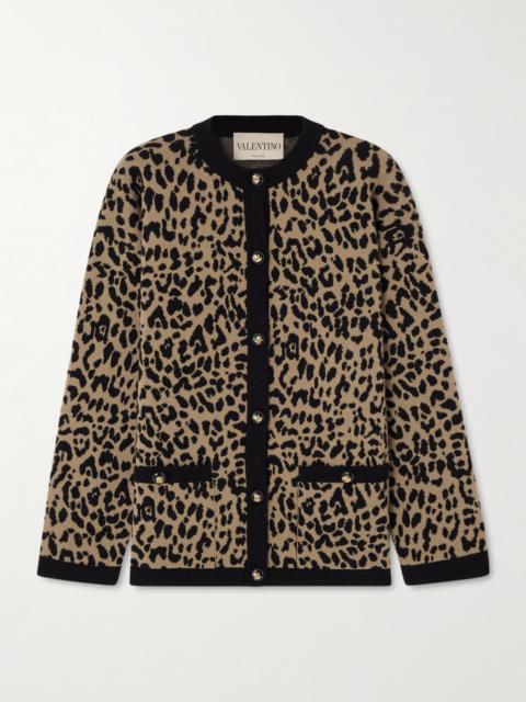 Leopard-jacquard Wool Cardigan