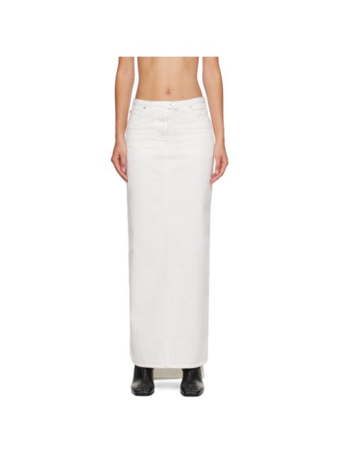 White Seven-Pocket Denim Maxi Skirt