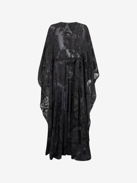 Sheer Silk Kaftan in Ornamental Black