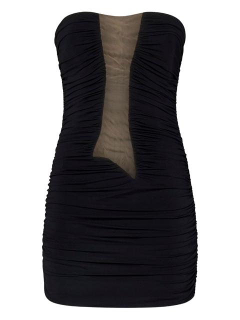 draped mesh-insert mini dress