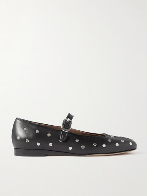 Studded Leather Mary Jane Ballet Flats
