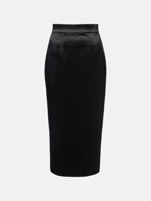 High-rise satin pencil skirt