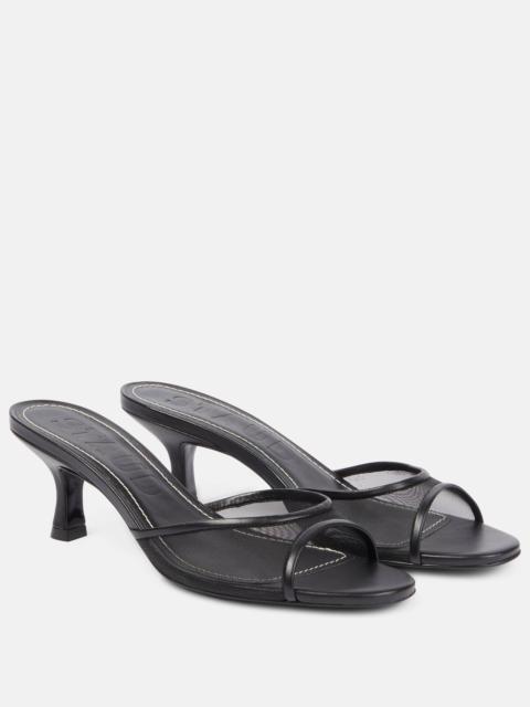 Brigitte 55 leather-trimmed mesh mules
