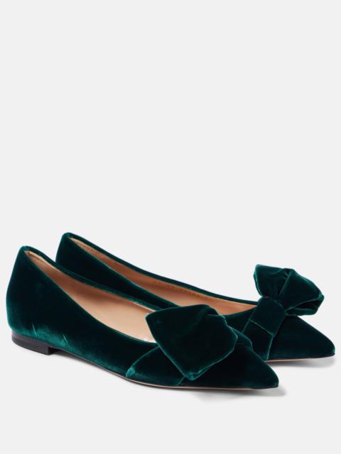 Bow-detail velvet ballet flats