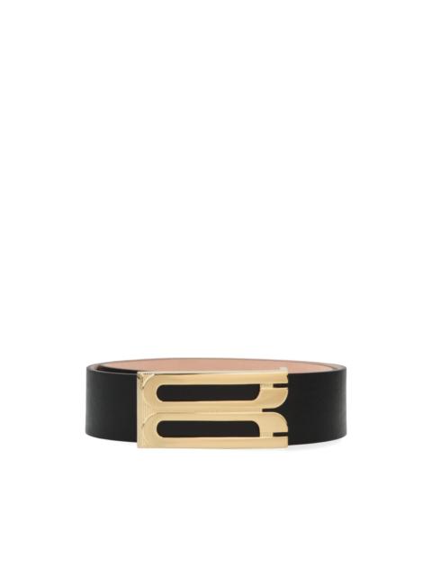 logo-buckle leather belt