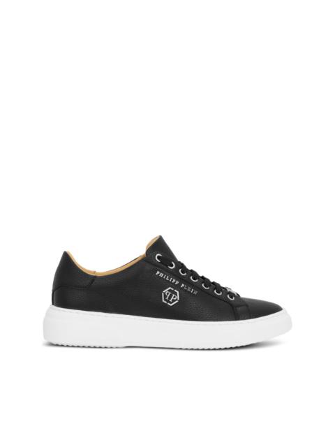 hexagon-logo leather sneakers