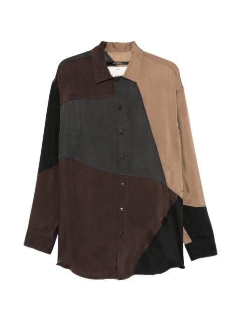 patchwork button-fastening shirt