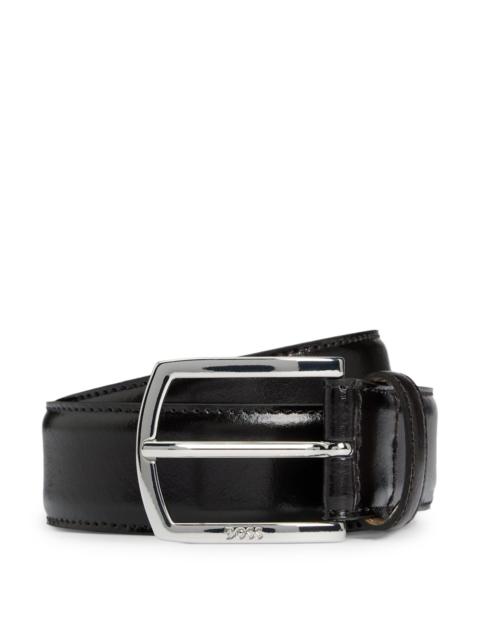 ITALIAN-LEATHER BELT WITH BRANDED BUCKLE AND FULL LINING