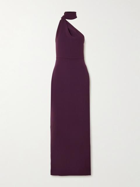 Demi One-shoulder Scarf-detailed Crepe Gown