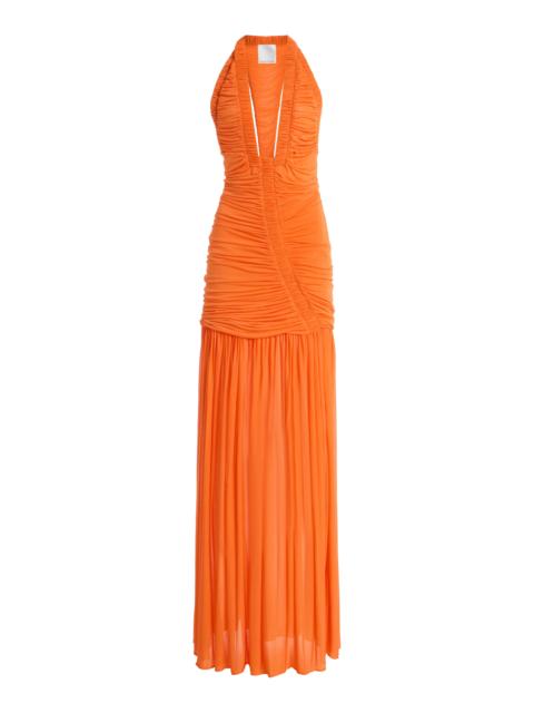 Exclusive Orion Ruched Jersey Gown orange