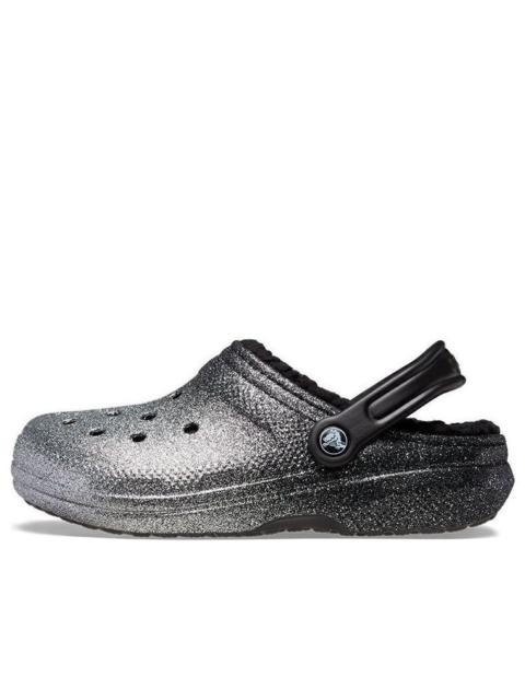Crocs Classic Glitter Lined Clogs 'Black Silver' 205842-067