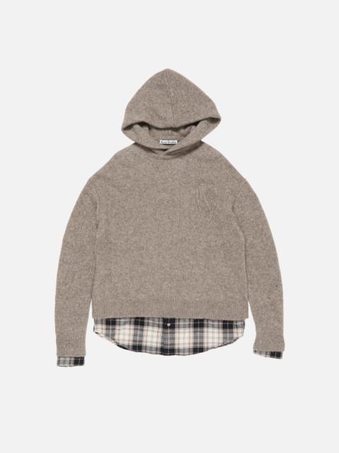 Layered wool hoodie - Beige melange
