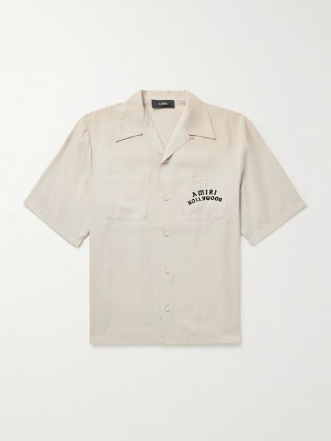 Convertible-Collar Logo-Flocked Modal-Blend Shirt Off-white