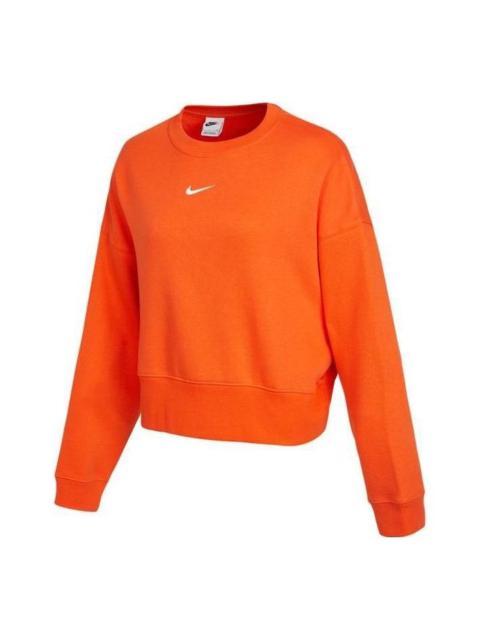 (WMNS) Nike Sportswear Collection Essentials Oversized Crew Sweatshirt 'Orange' DJ7666-869