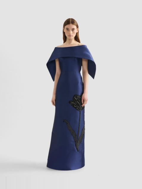 EMBELLISHED MIKADO OFF-THE-SHOULDER GOWN